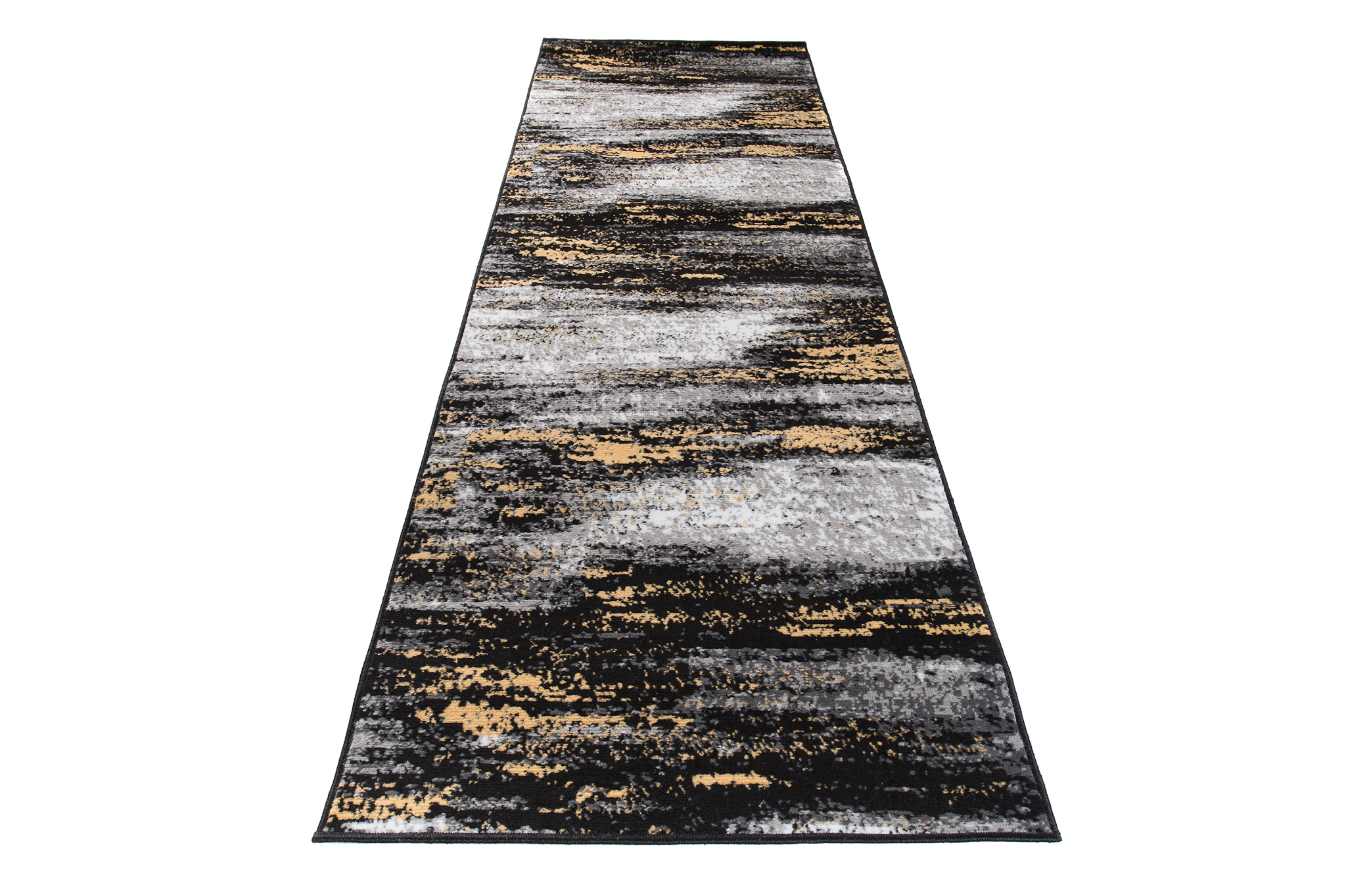 Tapis de Couloir Maya Gris Noir Jaune Abstrait