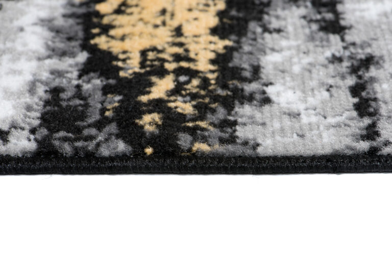 Tapis de Couloir Maya Gris Noir Jaune Abstrait