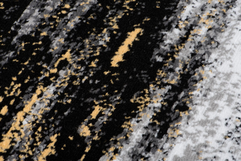 Tapis de Couloir Maya Gris Noir Jaune Abstrait