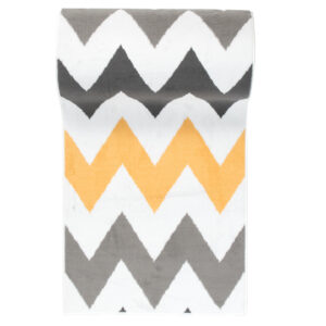 Tapis de Couloir Maya Gris Jaune Géométrique en Zigzag