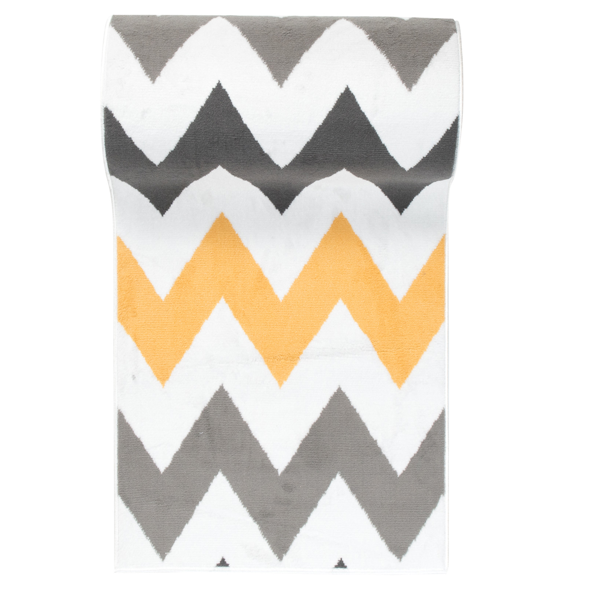 Tapis de Couloir Maya Gris Jaune Géométrique en Zigzag