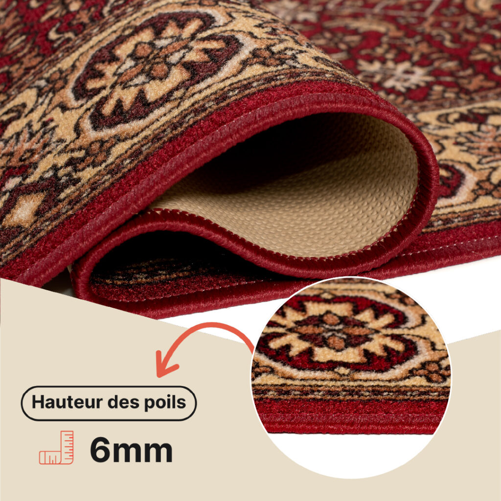 Tapis de couloir Antidérapant Rouge Oriental