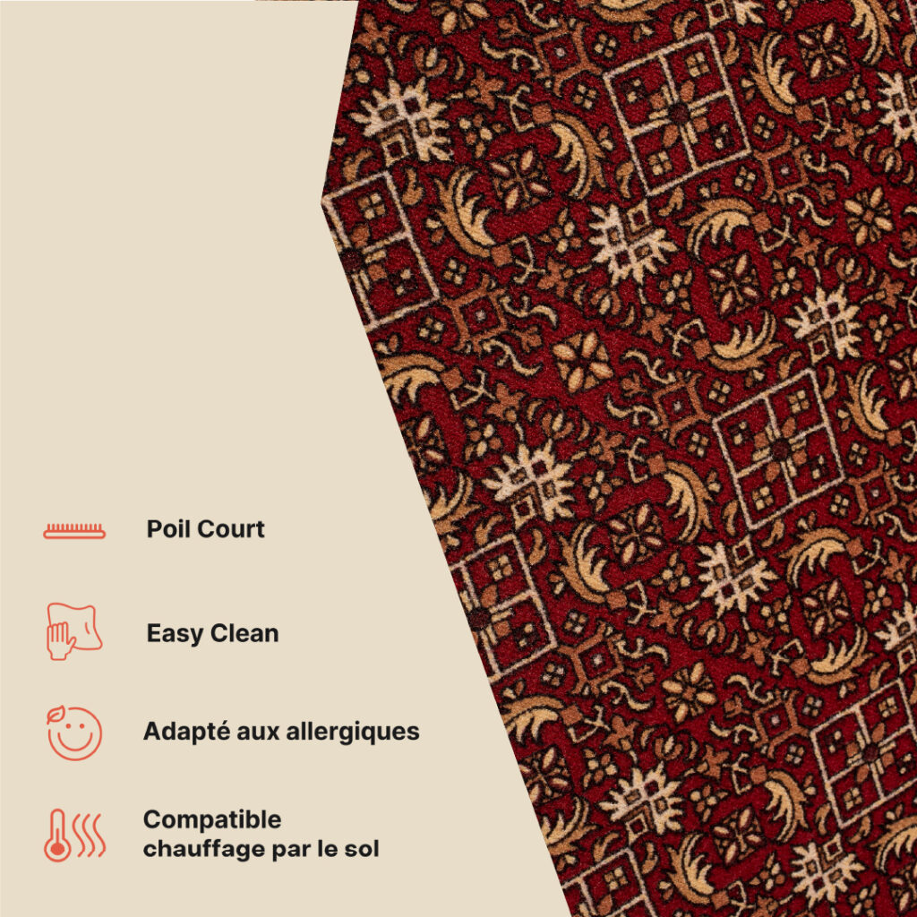 Tapis de couloir Antidérapant Rouge Oriental