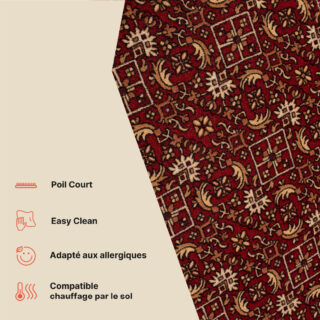 Tapis de couloir Antidérapant Rouge Oriental