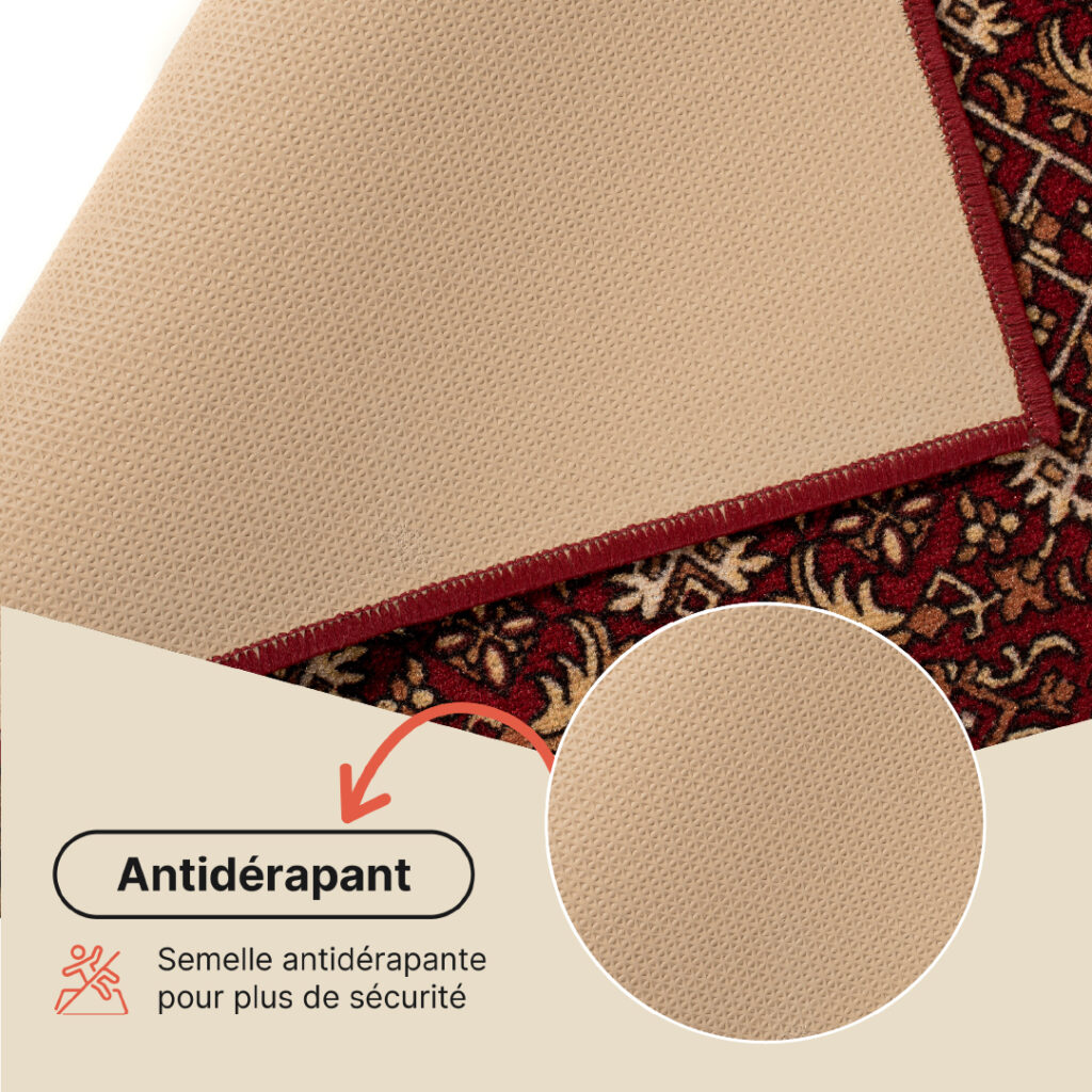 Tapis de couloir Antidérapant Rouge Oriental