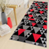 Tapis de Couloir Maya Gris Rouge Géométrique à Triangles