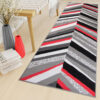 Tapis de Couloir Maya Gris Rouge Géométrique à Rayures