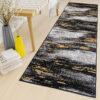 Tapis de Couloir Maya Gris Noir Jaune Abstrait