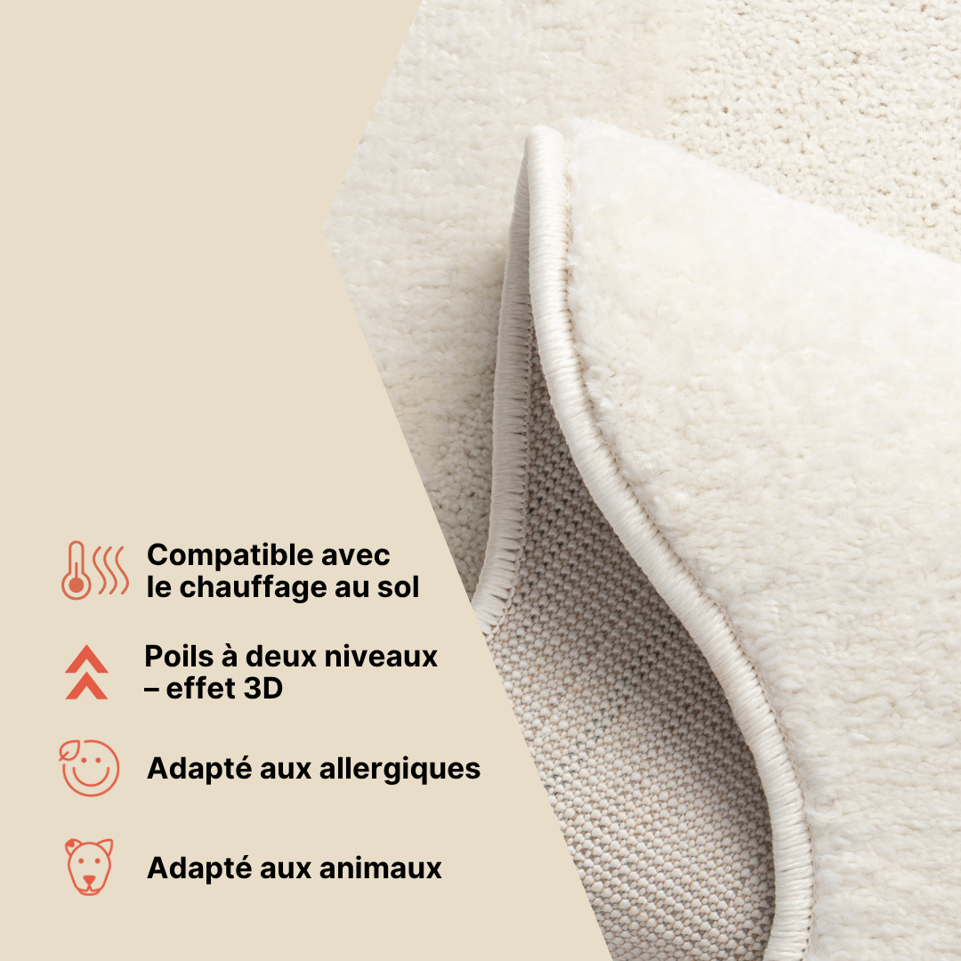Tapis Terra Crème Vague Forme Irrégulière