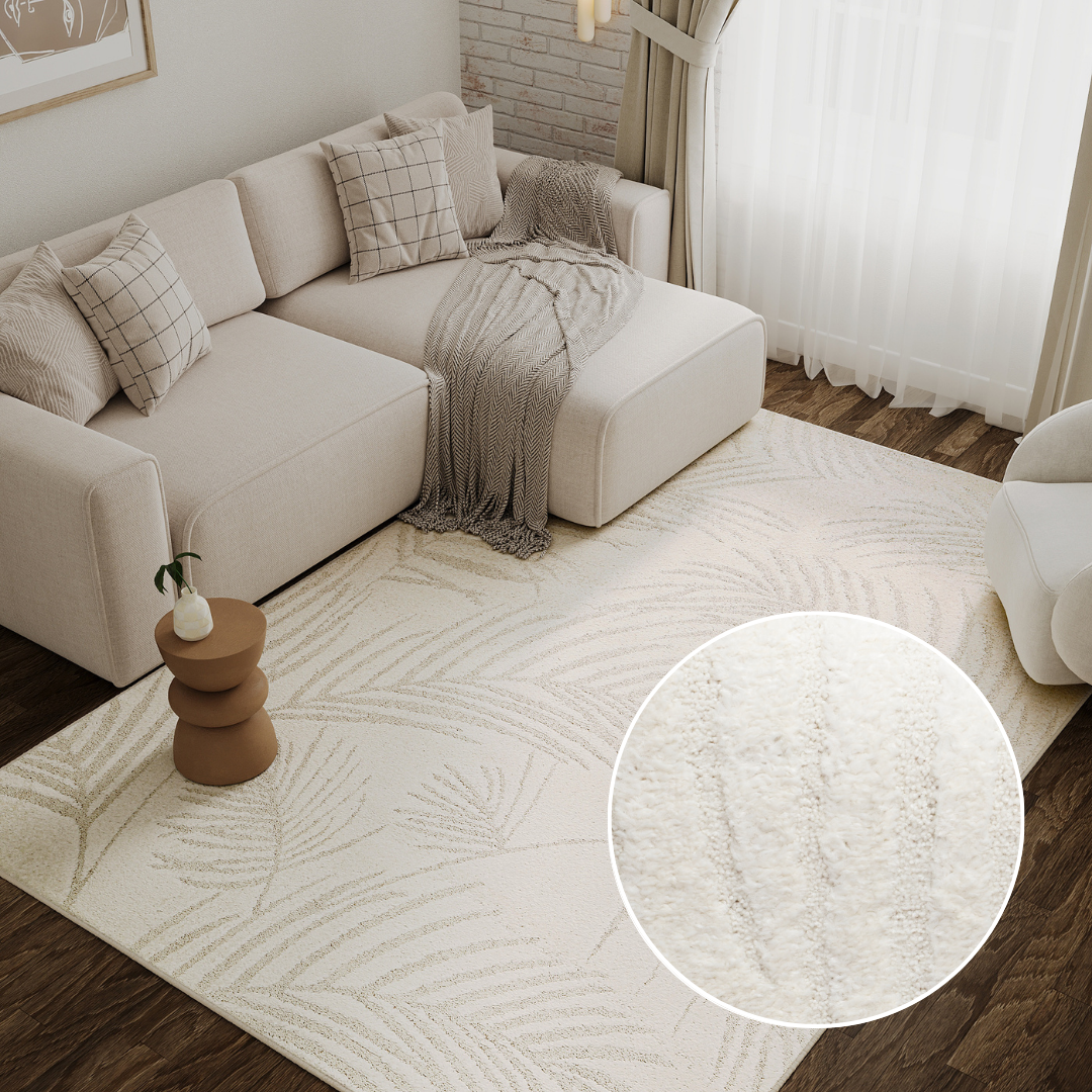 Tapis Terra Crème Feuilles de Palmier
