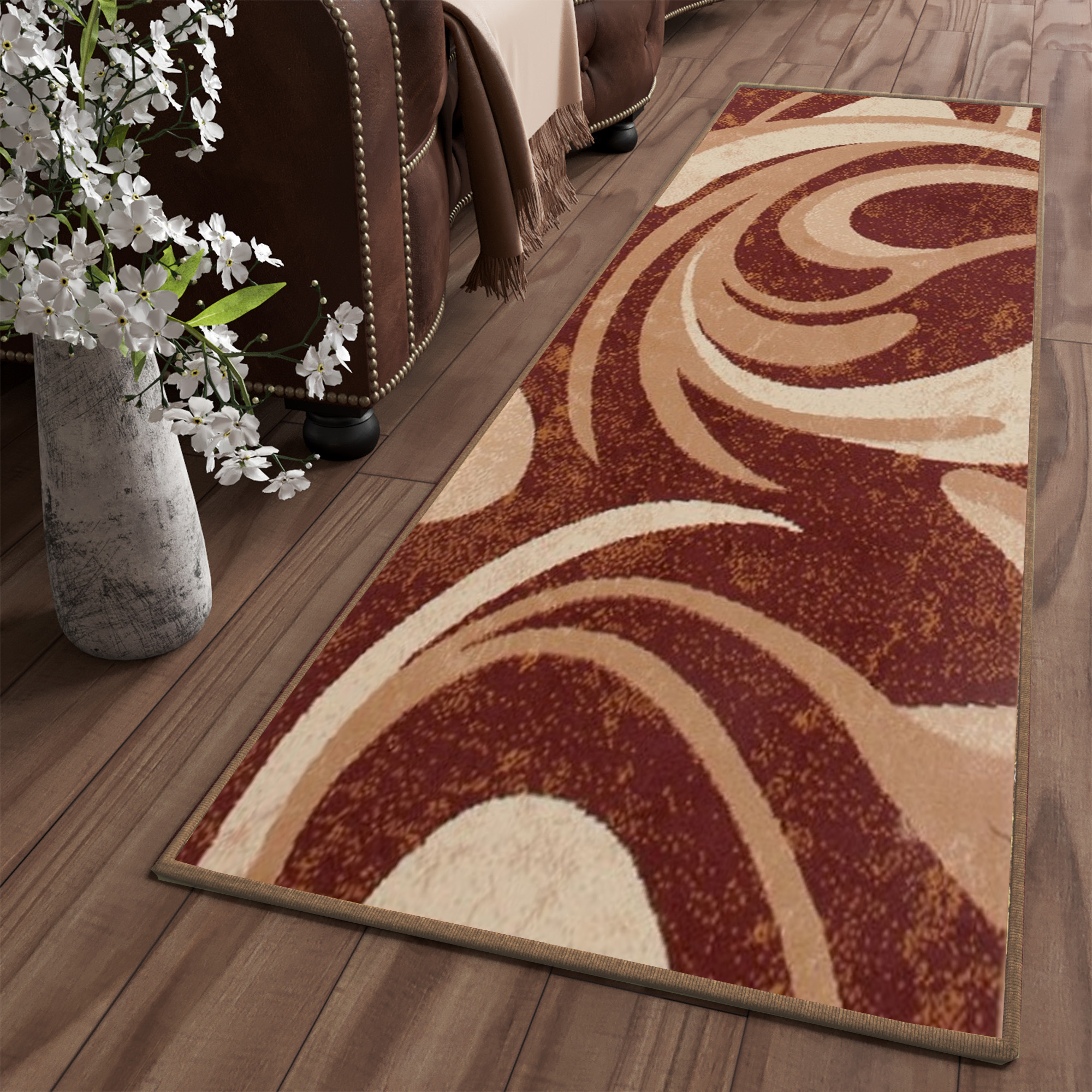 Tapis de couloir Dream Abstrait Marron Ondes Fines