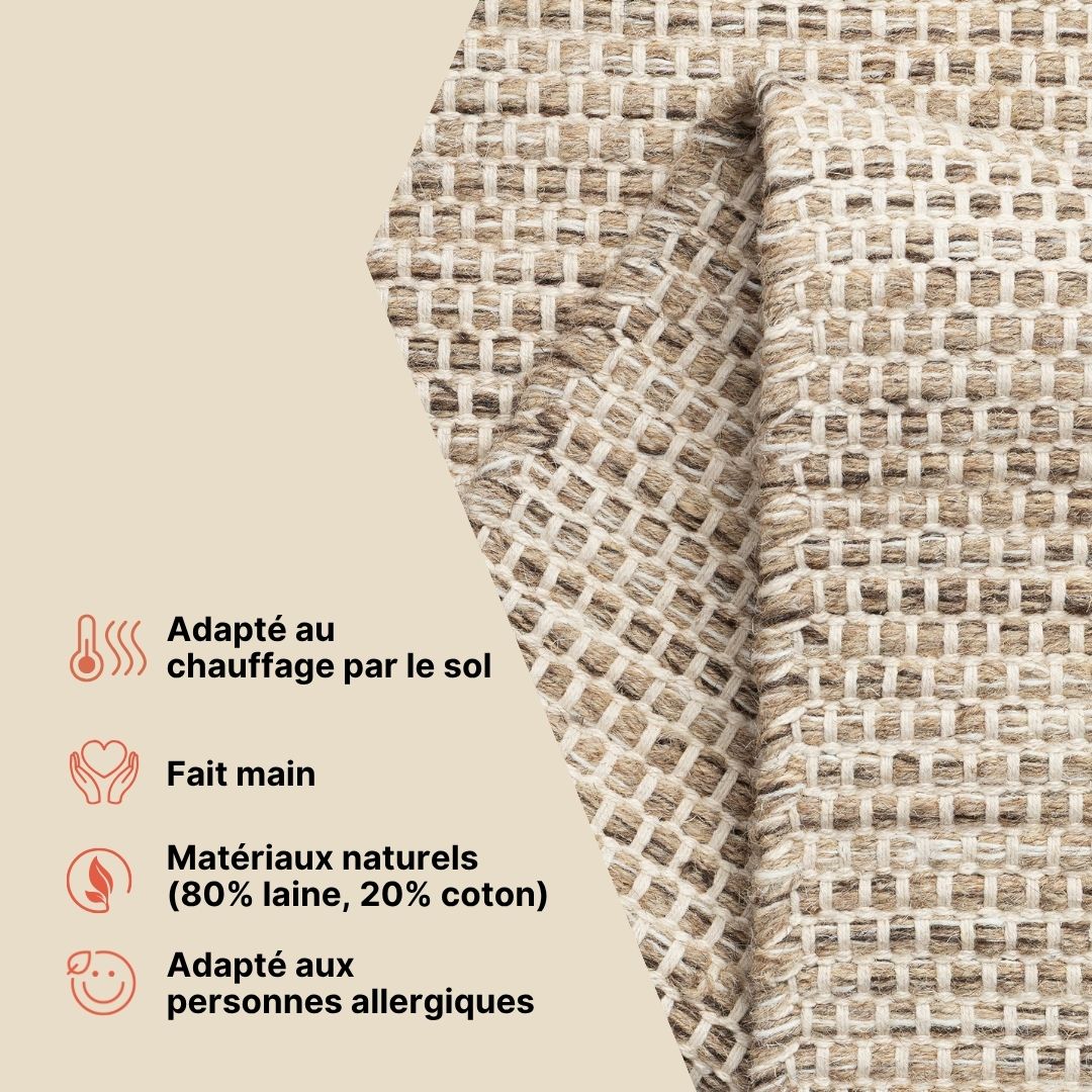Tapis Laine Loni Brun Clair
