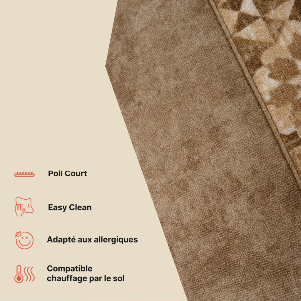 Tapis de couloir Antidérapant Beige Mosaïque