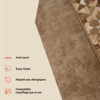 Tapis de couloir Antidérapant Beige Mosaïque
