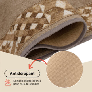 Tapis de couloir Antidérapant Beige Mosaïque