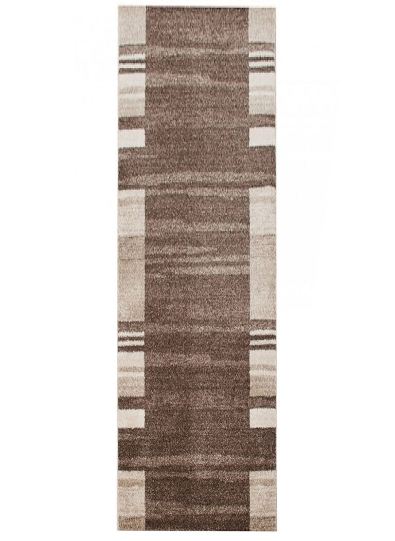 Tapis de couloir Sari Marron Beige Cadre