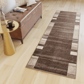 Tapis de couloir Sari Marron Beige Cadre