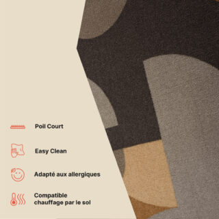 Tapis de couloir Antidérapant Marron Gris Demi-cercles