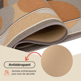 Tapis de couloir Antidérapant Marron Gris Demi-cercles
