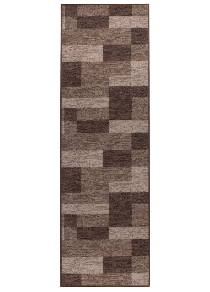 Tapis de couloir Antidérapant Marron Géométrique