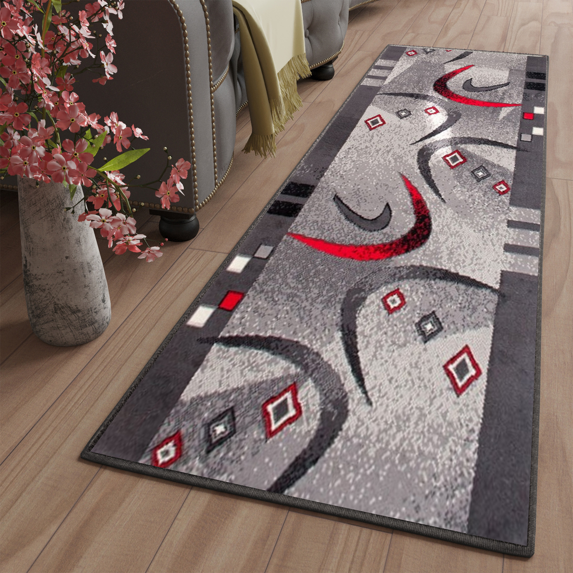 Tapis de couloir Dream Gris Rouge Demi-lune