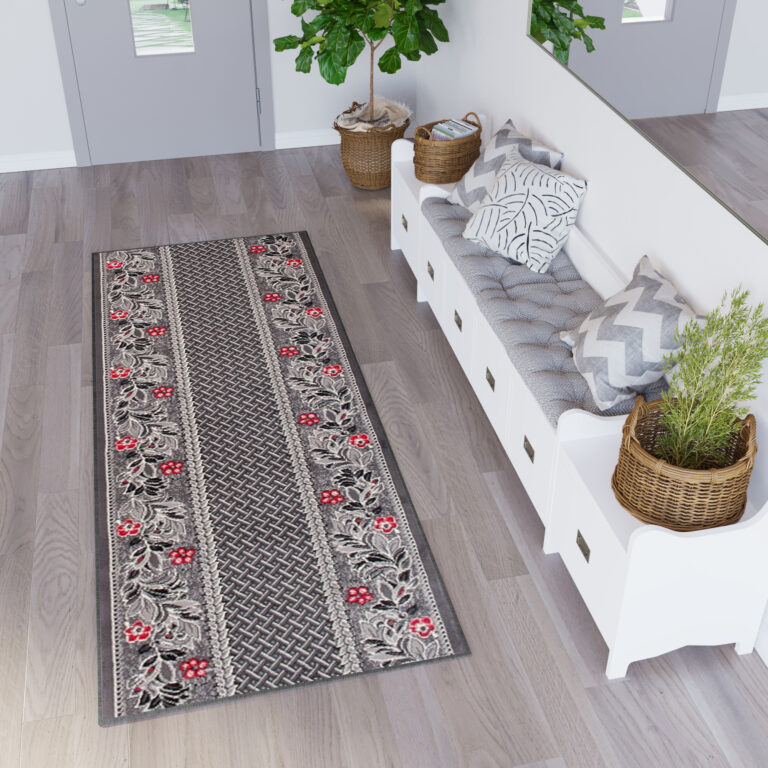 Tapis de couloir Dream Traditionnel Gris Motif Floral