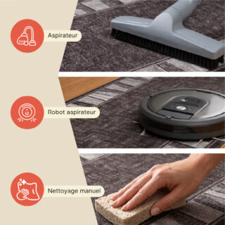 Tapis de couloir Antidérapant Marron Gris