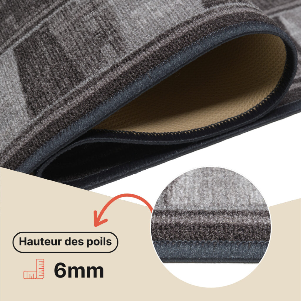Tapis de couloir Antidérapant Marron Gris