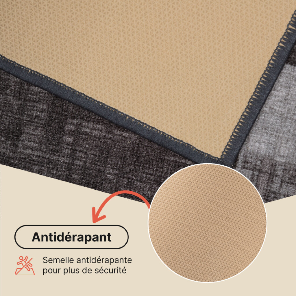 Tapis de couloir Antidérapant Marron Gris