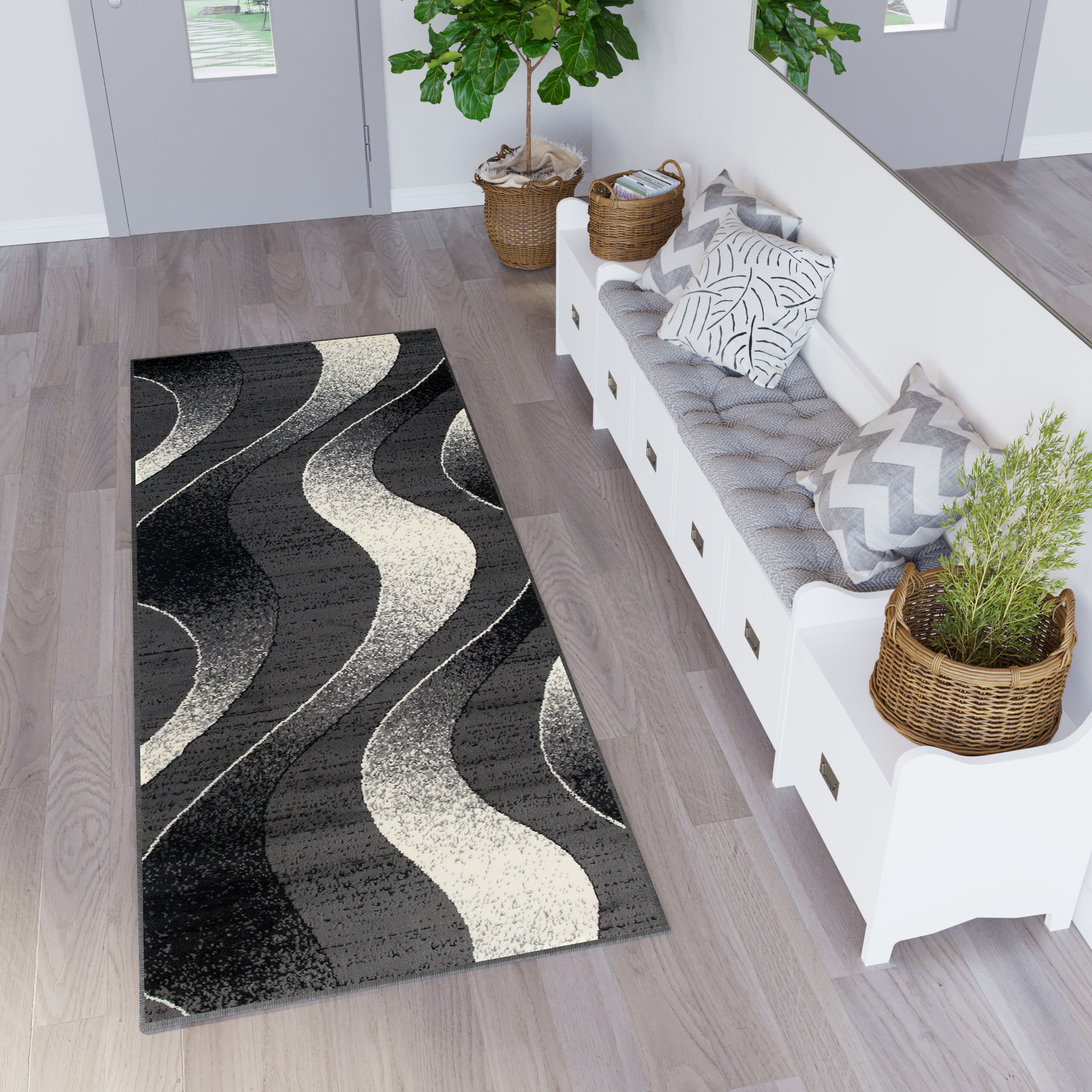 Tapis de couloir Dream Gris Foncé Ondes