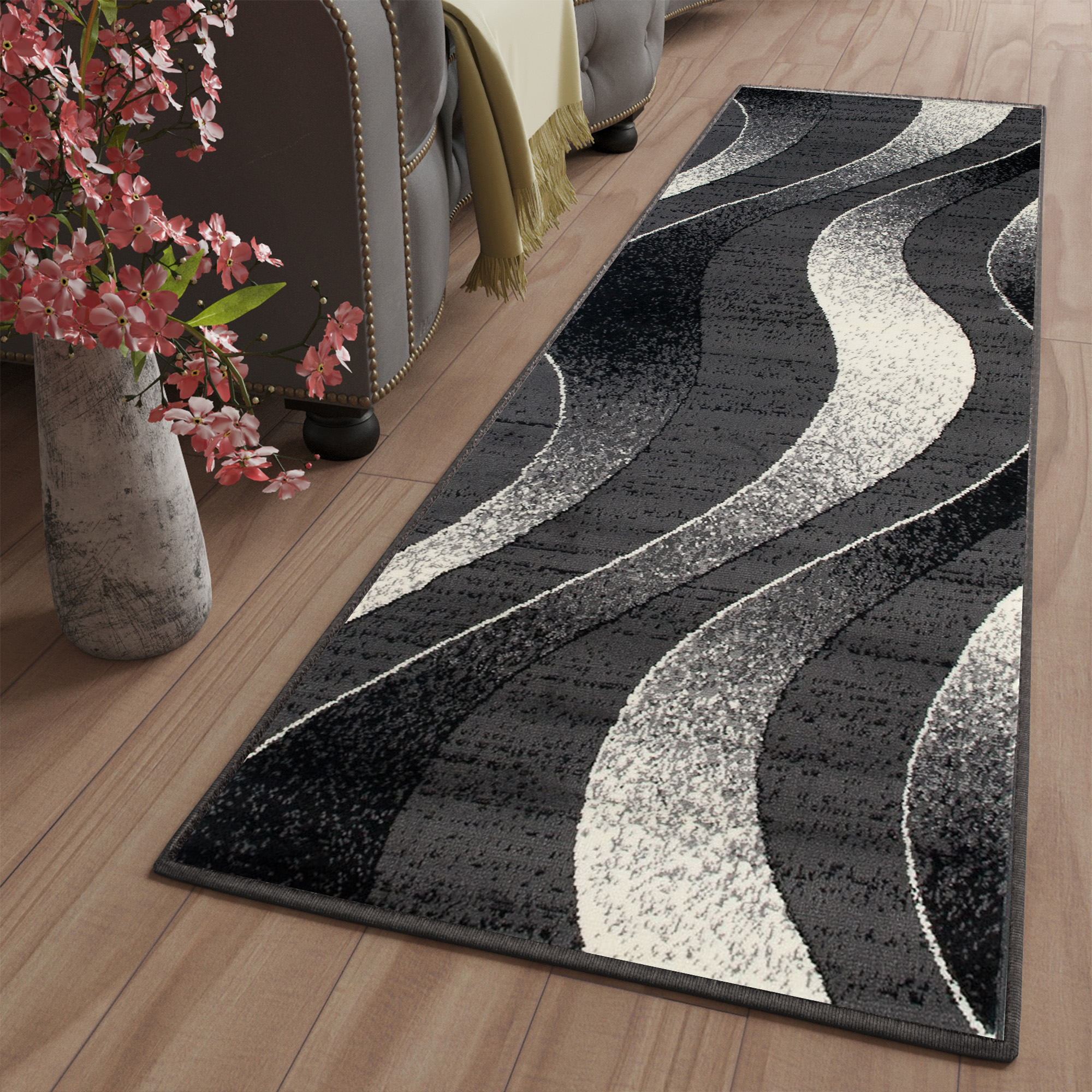 Tapis de couloir Dream Gris Foncé Ondes
