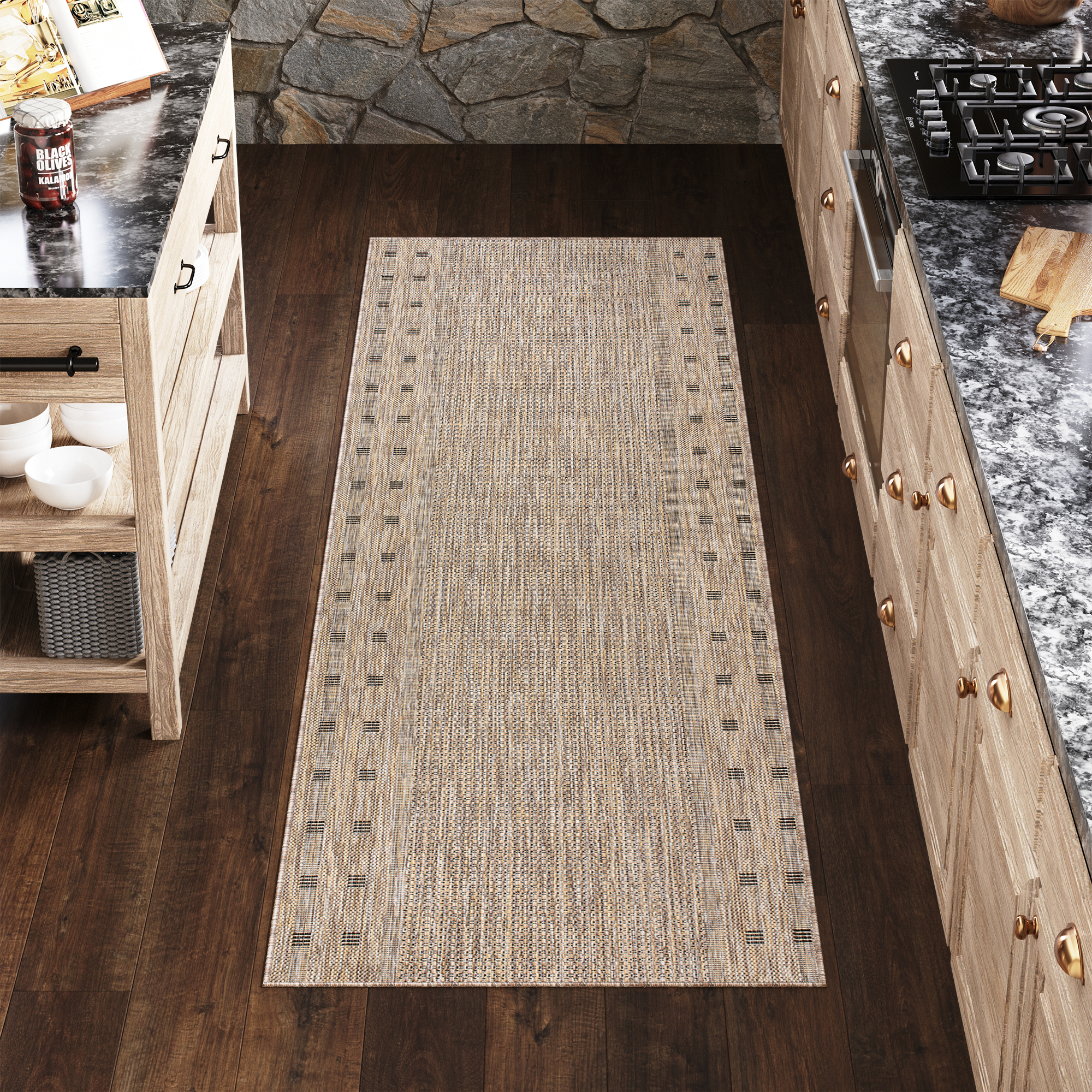 Tapis de couloir Melissa Marron Bordure Indoor Outdoor