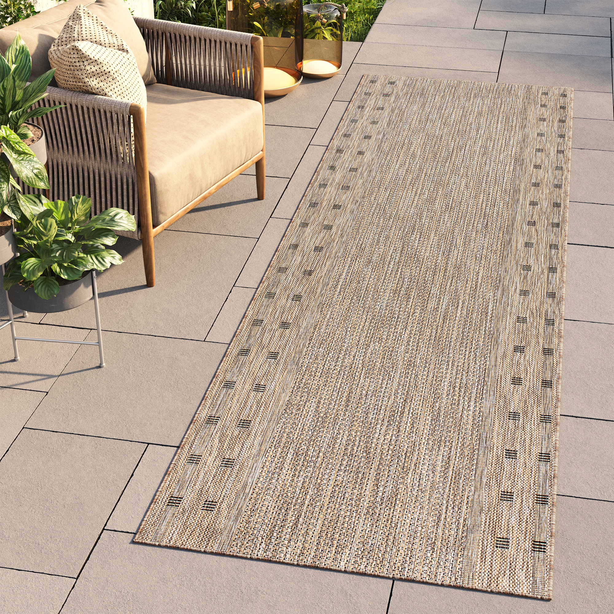Tapis de couloir Melissa Marron Bordure Indoor Outdoor