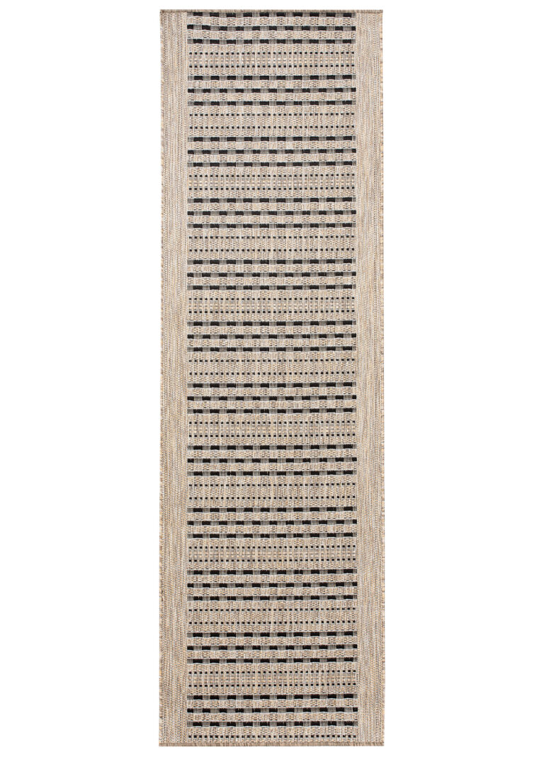 Tapis de couloir Melissa Marron Noir à Rayures Indoor Outdoor