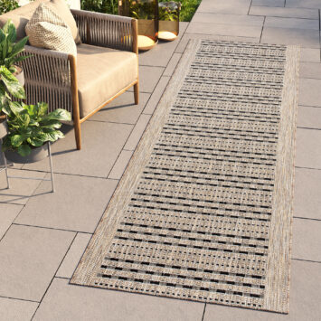 Tapis de couloir Melissa Marron Noir à Rayures Indoor Outdoor