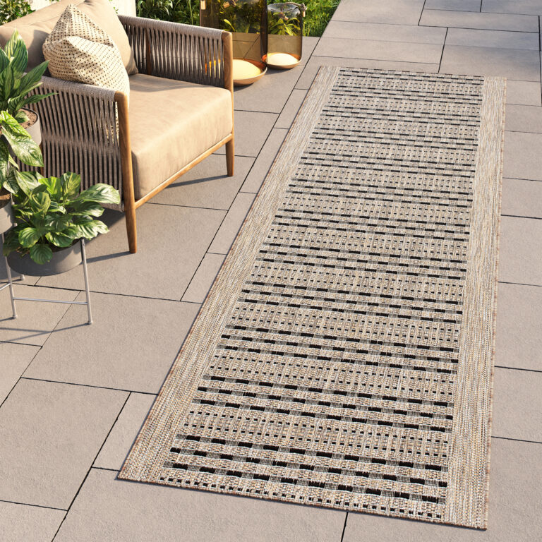 Tapis de couloir Melissa Marron Noir à Rayures Indoor Outdoor