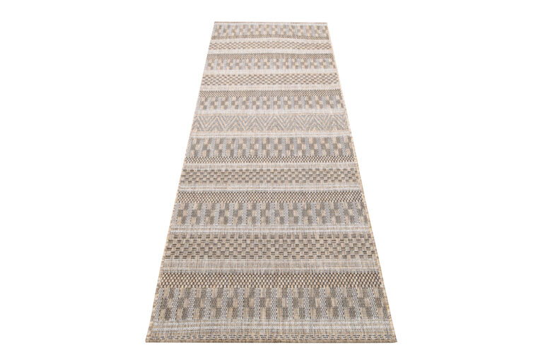 Tapis de couloir Melissa Marron à Rayures Indoor Outdoor