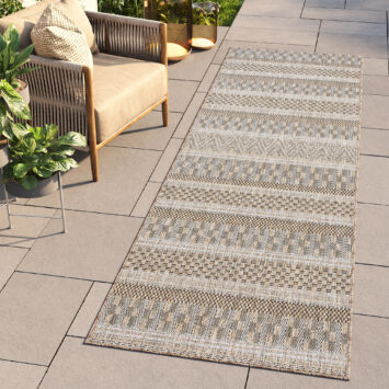 Tapis de couloir Melissa Marron à Rayures Indoor Outdoor