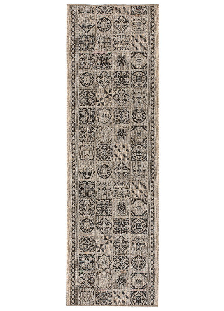 Tapis de couloir Melissa Marron Noir Mosaïque Indoor Outdoor