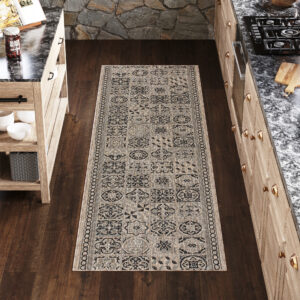 Tapis de couloir Melissa Marron Noir Mosaïque Indoor Outdoor