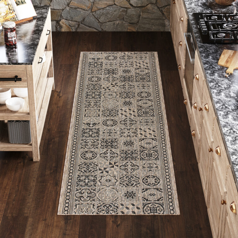 Tapis de couloir Melissa Marron Noir Mosaïque Indoor Outdoor