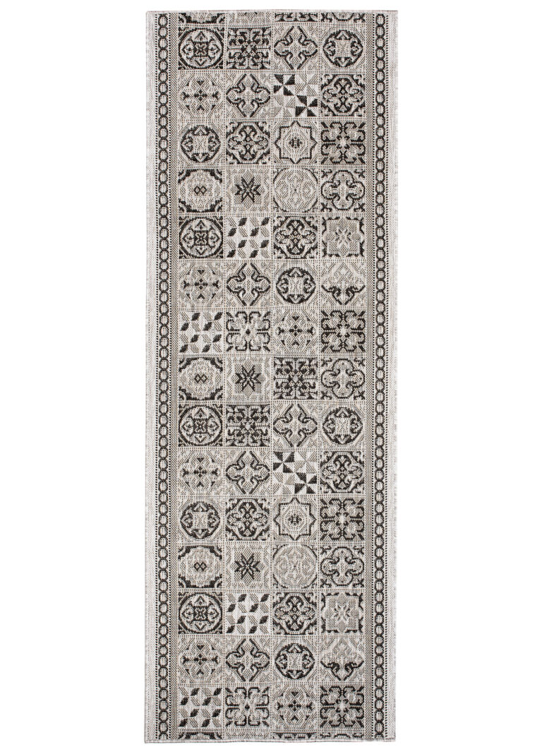 Tapis de couloir Melissa Gris Noir Mosaïque Indoor Outdoor
