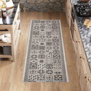 Tapis de couloir Melissa Gris Noir Mosaïque Indoor Outdoor