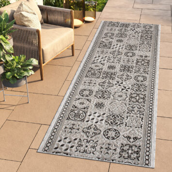 Tapis de couloir Melissa Gris Noir Mosaïque Indoor Outdoor