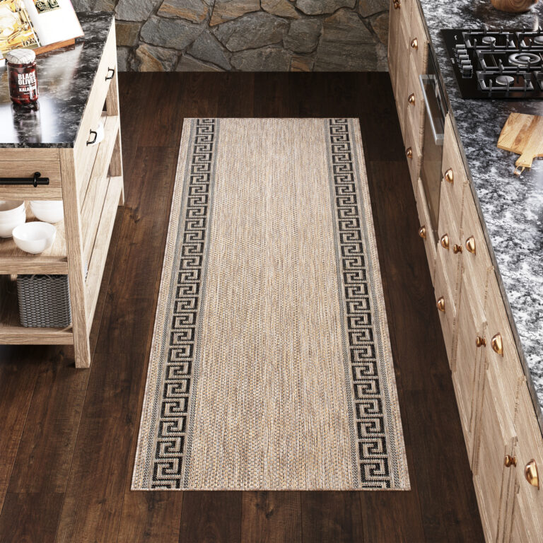 Tapis de couloir Melissa Marron Noir Zigzag Indoor Outdoor