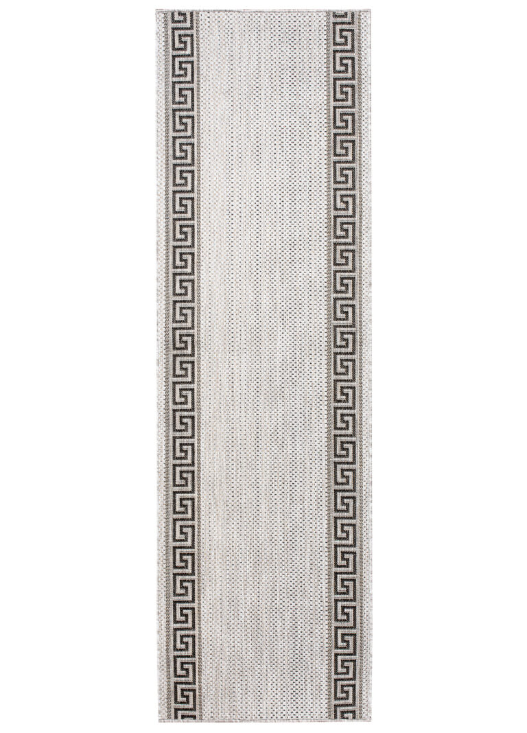 Tapis de couloir Melissa Gris Noir Zigzag Indoor Outdoor