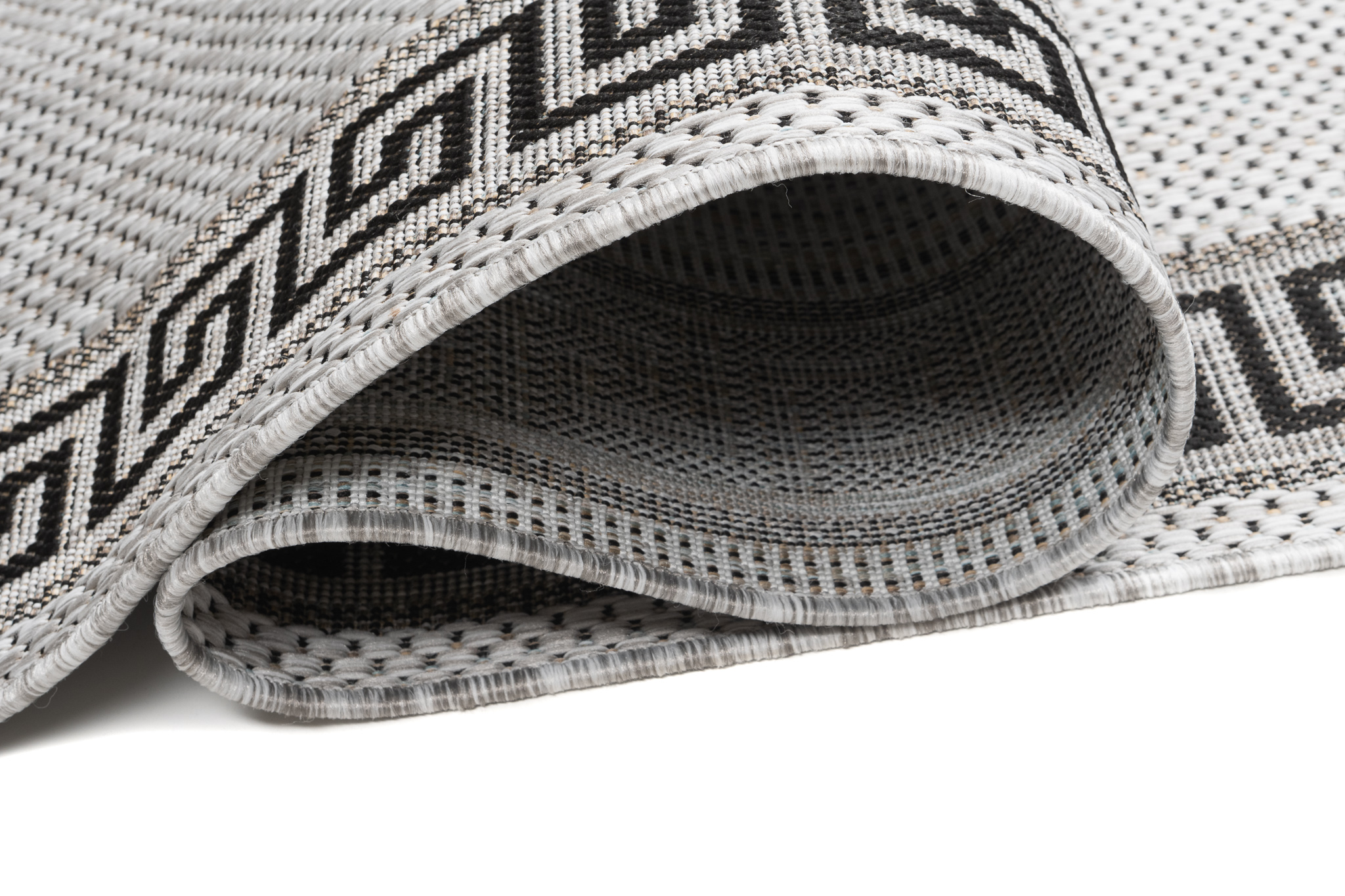 Tapis de couloir Melissa Gris Noir Zigzag Indoor Outdoor