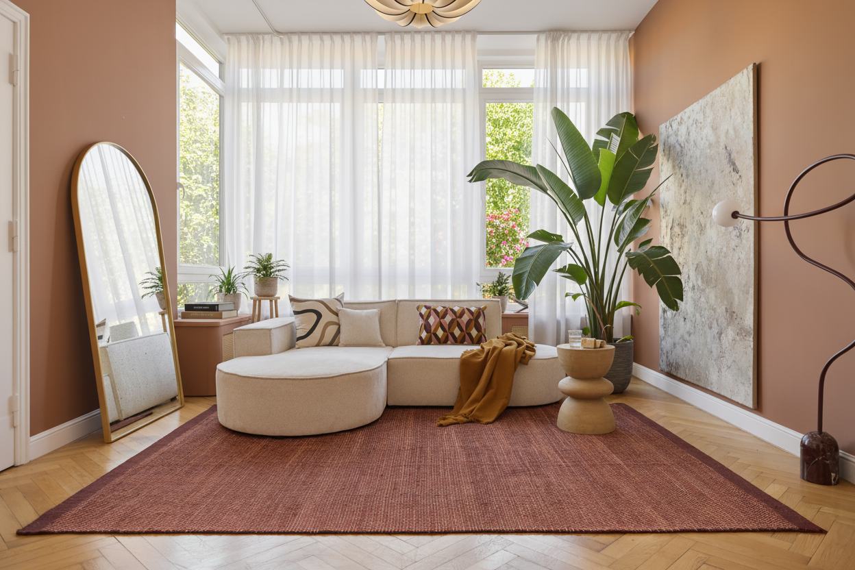 Tapis Laine Loni Brun Foncé