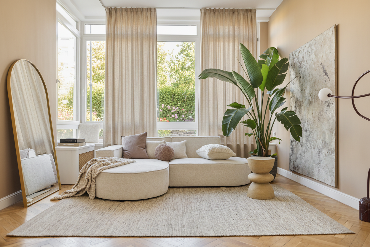 Tapis Laine Loni Brun Clair