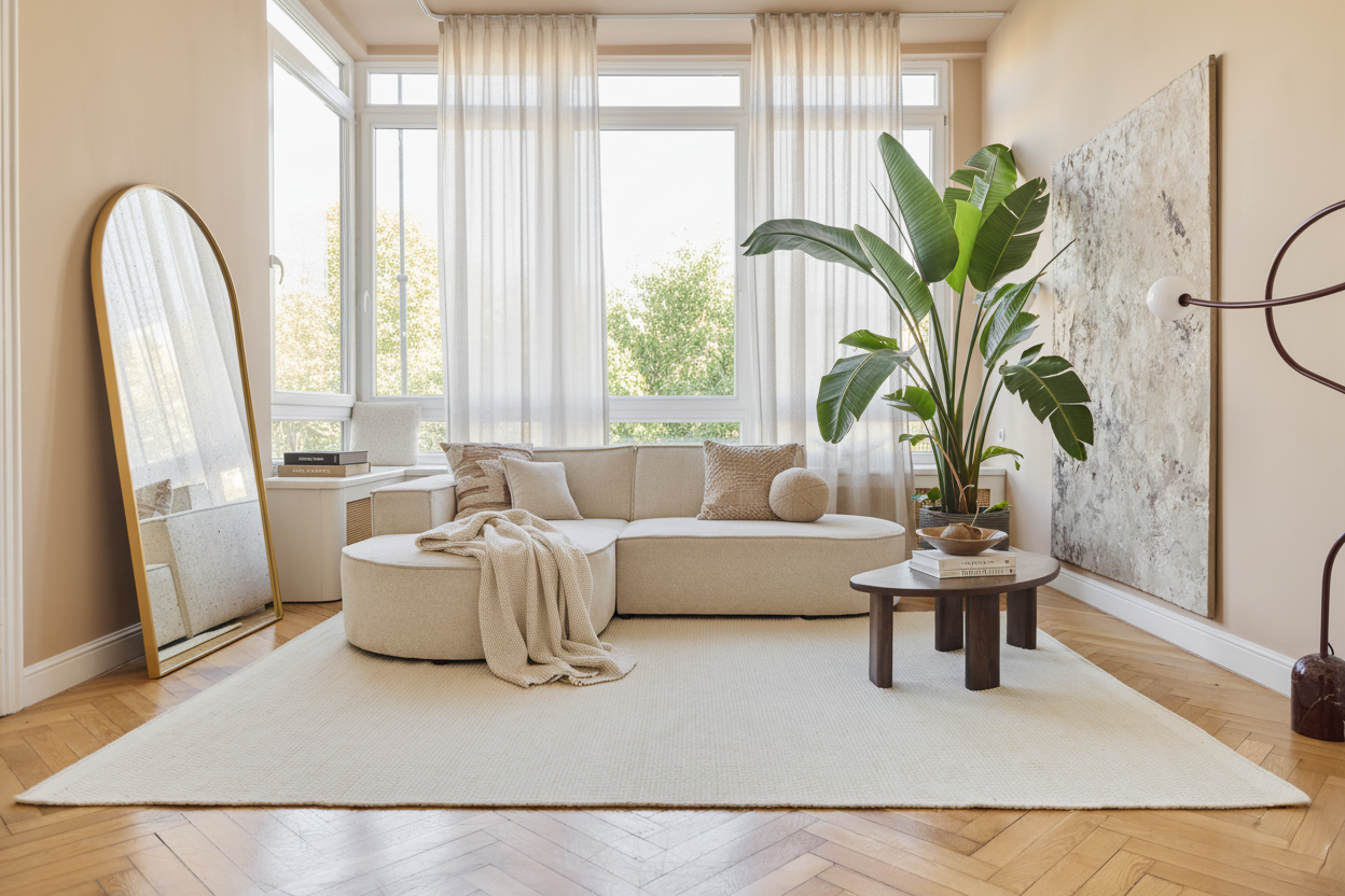 Tapis Laine Loni Blanc